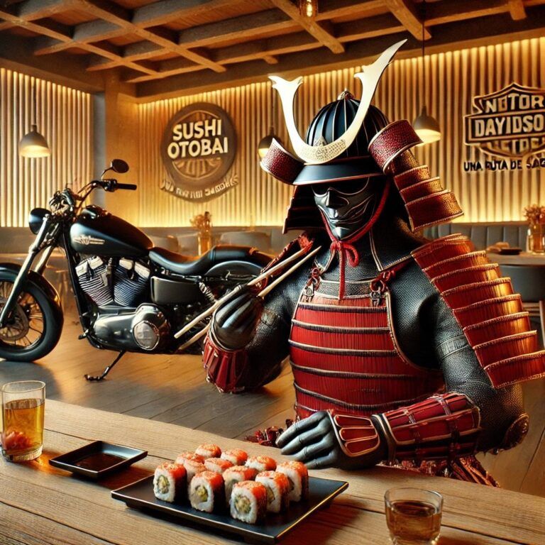El samurai de Otobai degustando nuestros rolls